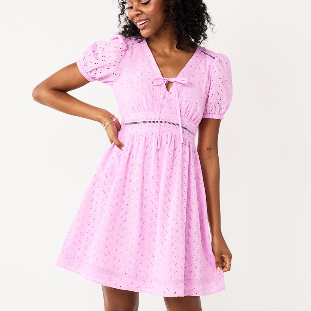 SO juniors, eyelet and lace dress and lilac size extra large